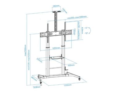 SOPORTE SUELO + REGULACION 60''-100'' NEGRO TOOQ