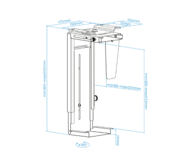 SOPORTE METALICO CPU PARA ESCRITORIO/PARED NEGRO TOOQ