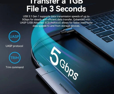 CAJA EXTERNA SSD M.2 SATA USB 3.1 SIN TORNILLOS GRIS VENTION