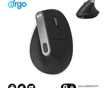 RATON OPTICO DUAL NATURE VERTICAL ERGO DUAL BATERIA NEGRO SUBBLIM