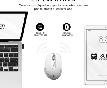 RATON OPTICO DUAL COMFORT ERGO DUAL BATERIA BLANCO SUBBLIM
