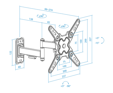 SOPORTE PARED 13"-43" GIRO/INCLINABLE LP1344TN-B TOOQ