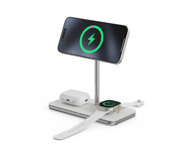 SOPORTE BASE DE CARGA INALAMBRICO 3en1 MAGSAFE PLATA LINQ