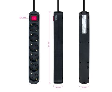 REGLETA PROTECTORA 6 TOMAS NEGRO NANOCABLE