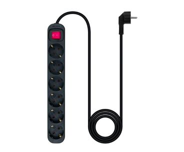 REGLETA PROTECTORA 6 TOMAS NEGRO NANOCABLE