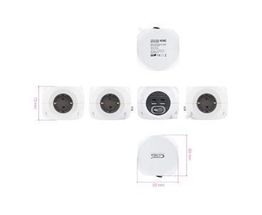 BASE DE 3 ENCHUFES x4USB (2 USB A + 2 USB-C) + INTERRUPTOR BLANCO NANOCABLE