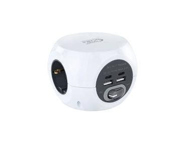 BASE DE 3 ENCHUFES x4USB (2 USB A + 2 USB-C) + INTERRUPTOR BLANCO NANOCABLE