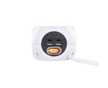 BASE DE 3 ENCHUFES x4USB (2 USB A + 2 USB-C) + INTERRUPTOR BLANCO NANOCABLE