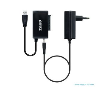 ADAPTADOR USB 3.0 USB-A A SATA PARA DISCOS DUROS 2.5"-3.5" NEGRO TOOQ